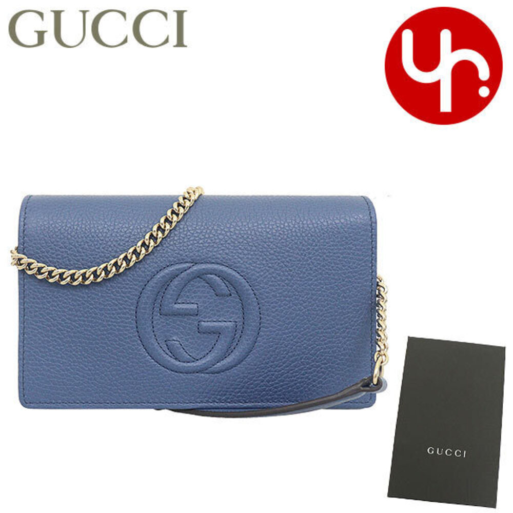 Gucci Shoulder Bag Caspian Blue Soho Cellarius GG Logo Chain Crossbody